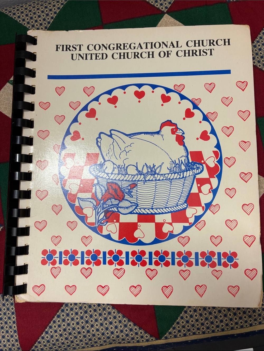 Chicken Print Recipe Binder for Small Pets - Cream/Red/Blue